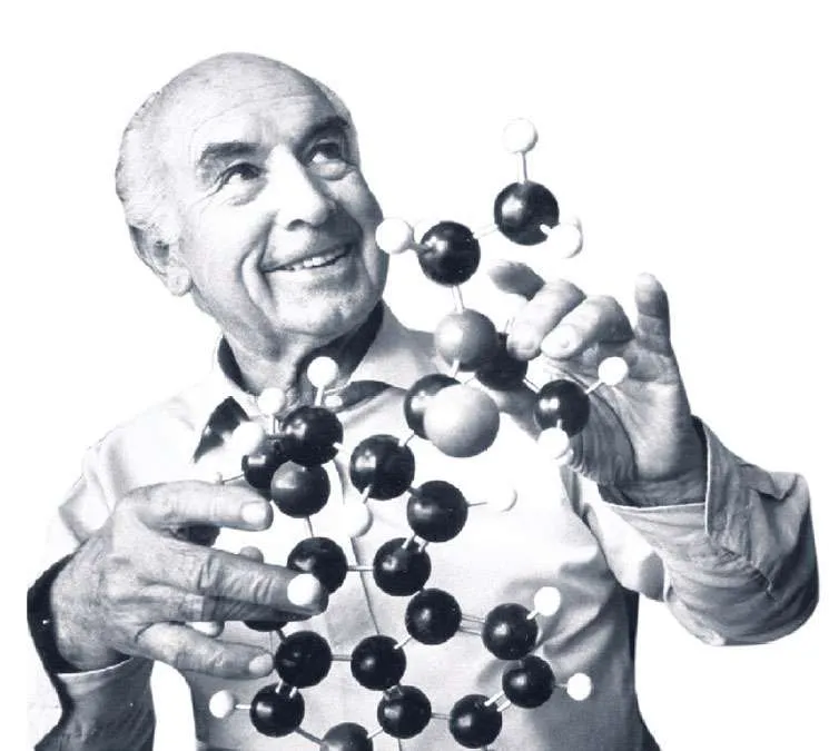 Albert Hofmann con la molécula de LSD